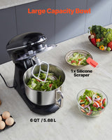 VEVOR Stand Mixer 5.68 L Electric Dough Mixer 1100W 6 + P Speeds Food Beater - Top-Down View