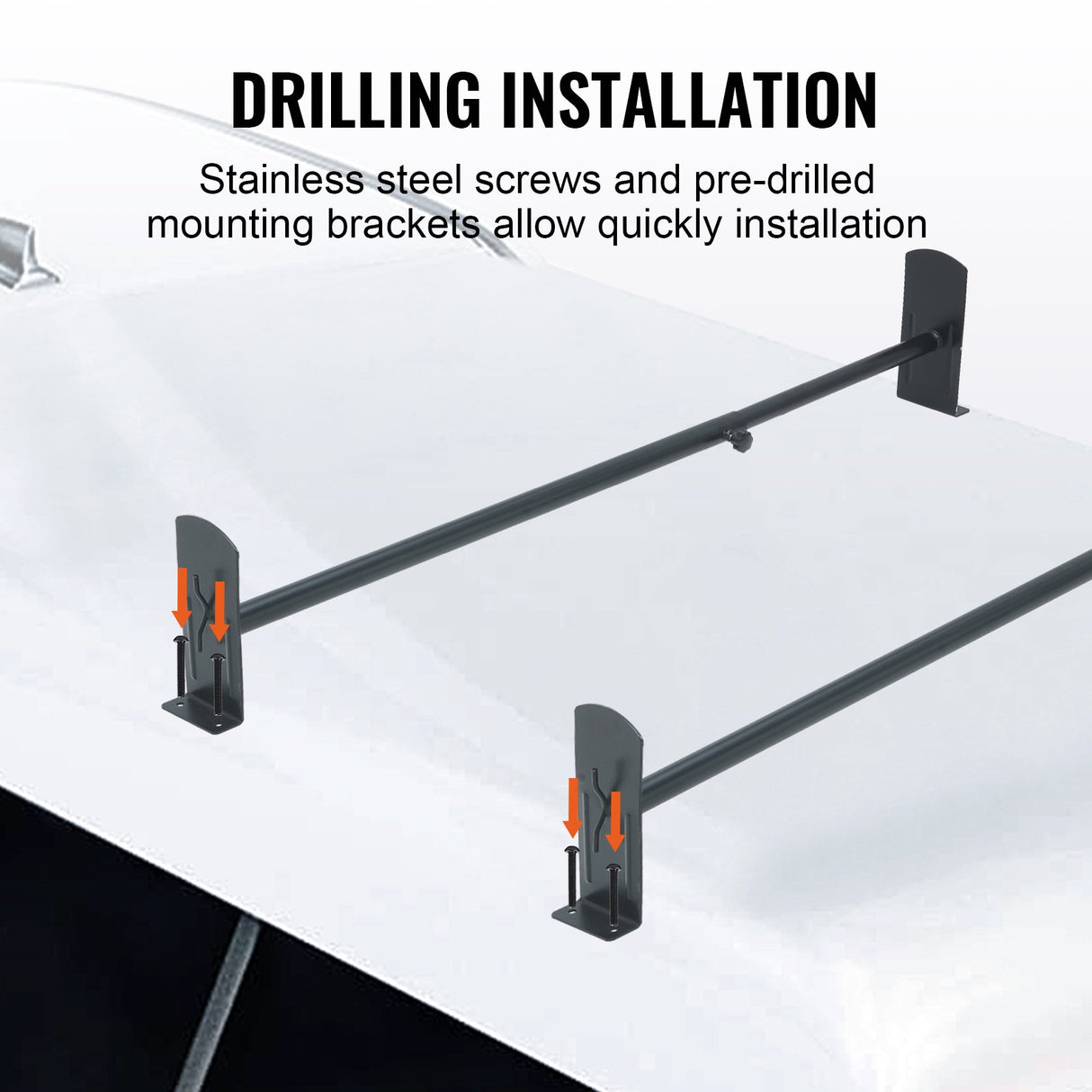 VEVOR 2 Bars Van Roof Ladder Rack 500 LBS Adjustable 35.8" to 57.5" Alloy Steel