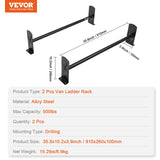 VEVOR 2 Bars Van Roof Ladder Rack 500 LBS Adjustable 35.8