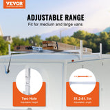 VEVOR Van Roof Ladder Rack, 2 Bars Aluminum Alloy Roof Ladder Racks, 181 kg Capacity Rain-Gutter Van Roof Rack, Adjustable Length 1300-2060 mm, Van - Front View