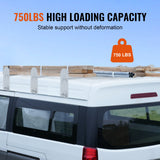 VEVOR Van Roof Ladder Rack, 3 Bars Alloy Steel Roof Racks, 750 LBS Capacity Rain-Gutter Roof Rack, Adjustable Length 40.2" to 74.8", Van Ladder Rack