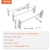 VEVOR Van Roof Ladder Rack, 3 Bars Alloy Steel Roof Racks, 750 LBS Capacity Rain-Gutter Roof Rack, Adjustable Length 40.2" to 74.8", Van Ladder Rack