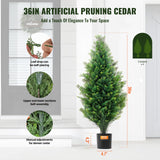 VEVOR 2 Pack 3' Artificial Cedar Topiary Tree Faux Plant UV Decor In/Outdoor - Side View