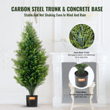 VEVOR 2 Pack 3' Artificial Cedar Topiary Tree Faux Plant UV Decor In/Outdoor - 45-Degree Angle