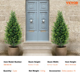 VEVOR 2 Pack 3' Artificial Cedar Topiary Tree Faux Plant UV Decor In/Outdoor - Close-Up Angle