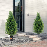 VEVOR 2 Pack 3' Artificial Cedar Topiary Tree Faux Plant UV Decor In/Outdoor - Low Angle