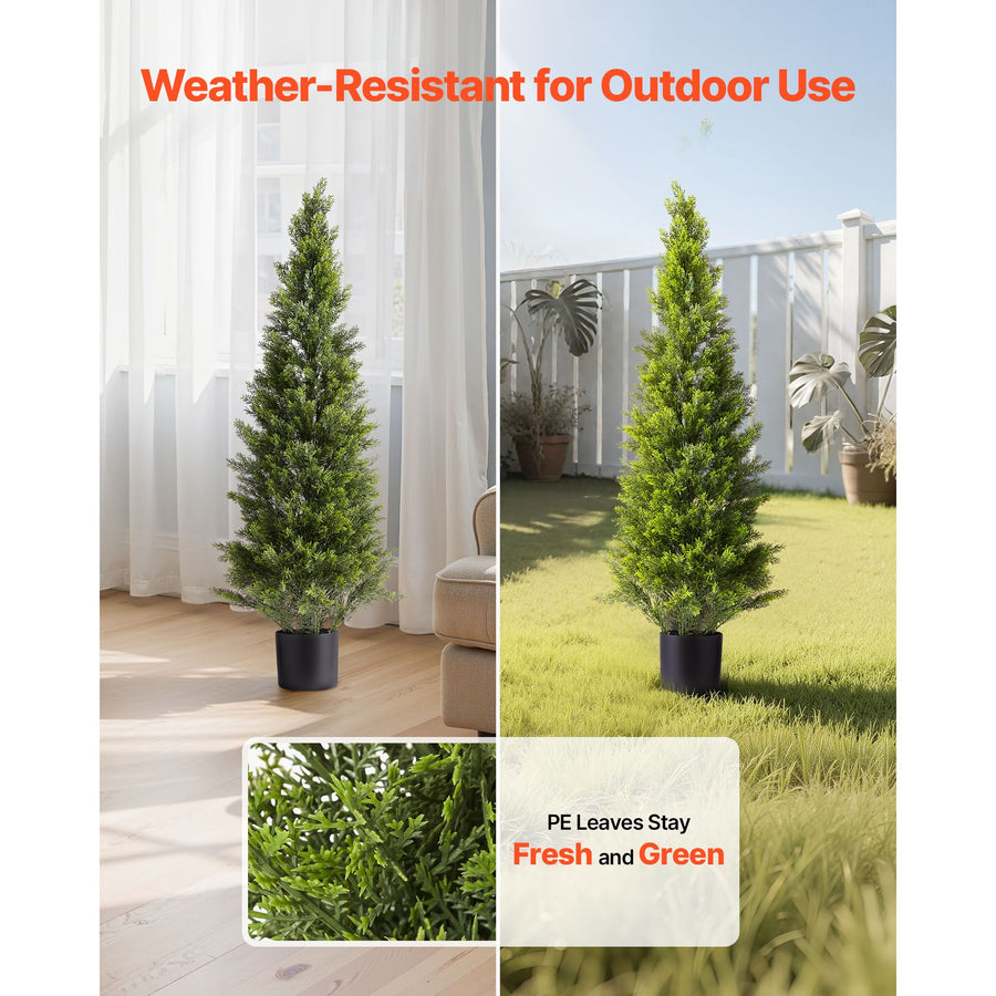Artificial Topiary Cedar Trees, 2 Set 1219mm Faux Pine Shrubs Plants, Fake Silk Tree Look Real, Easy Assembly, image 3