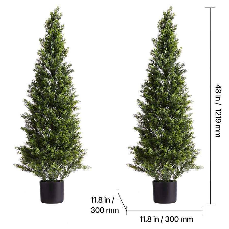 Artificial Topiary Cedar Trees, 2 Set 1219mm Faux Pine Shrubs Plants, Fake Silk Tree Look Real, Easy Assembly, image 8
