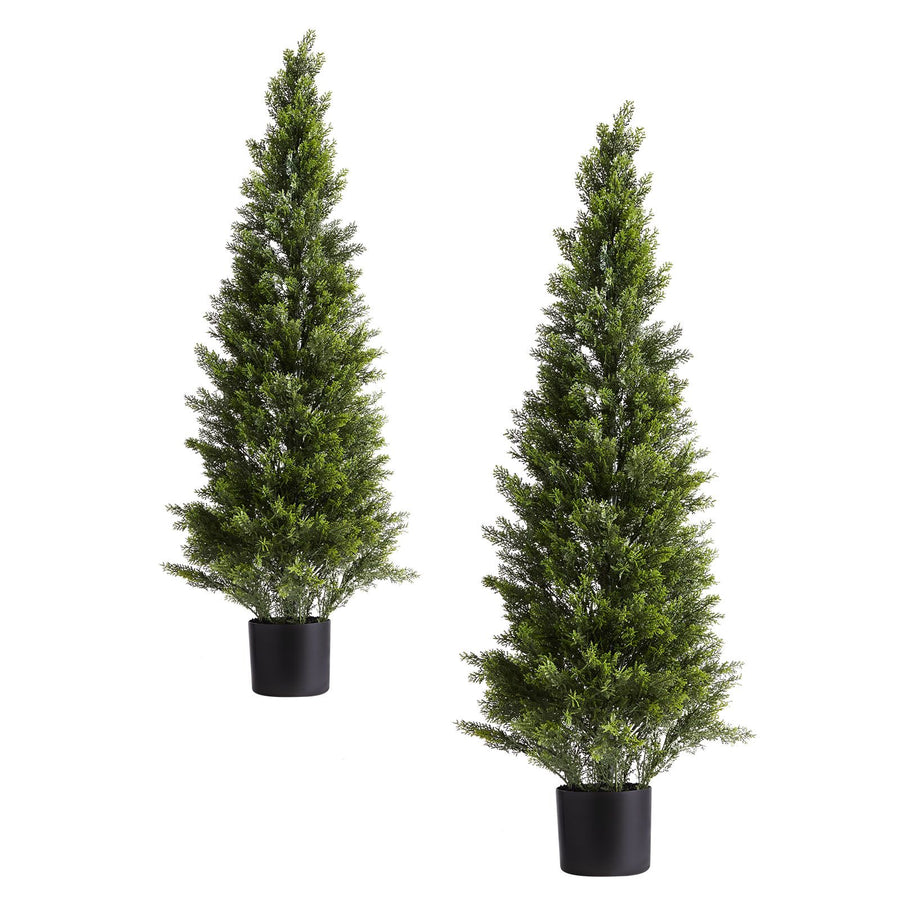 Artificial Topiary Cedar Trees, 2 Set 1219mm Faux Pine Shrubs Plants, Fake Silk Tree Look Real, Easy Assembly, image 10
