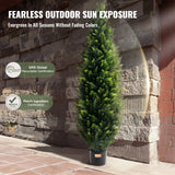VEVOR 2 Pack 5' Artificial Cedar Topiary Tree Faux Plant UV Decor In/Outdoor - Side View