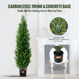 VEVOR 2 Pack 5' Artificial Cedar Topiary Tree Faux Plant UV Decor In/Outdoor - Top-Down View