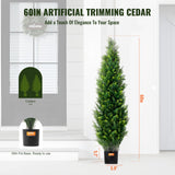 VEVOR 2 Pack 5' Artificial Cedar Topiary Tree Faux Plant UV Decor In/Outdoor - Rear View