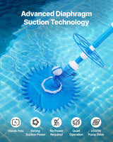 VEVOR Suction Pool Cleaner, Automatic Pool Vacuum Cleaner, Suction Side Automatic Pool Cleaner, Suction Vacuum Pool Sweeper with 12 Hoses, for In-ground and Above-ground Pool Up to 609.6 x 1066.8 cm - Side View