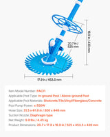 VEVOR Suction Pool Cleaner, Automatic Pool Vacuum Cleaner, Suction Side Automatic Pool Cleaner, Suction Vacuum Pool Sweeper with 12 Hoses, for In-ground and Above-ground Pool Up to 609.6 x 1066.8 cm - Close-Up Angle