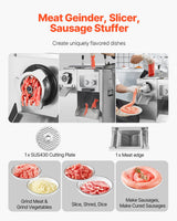 VEVOR Commercial Electric Meat Grinder Slicer 6.35 kg/Min Sausage Stuffer Maker