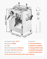 VEVOR Commercial Electric Meat Grinder Slicer 6.35 kg/Min Sausage Stuffer Maker - Close-Up Angle