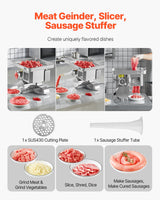 VEVOR Commercial Electric Meat Grinder Slicer 4.99 kg/Min Sausage Stuffer Maker - Front View