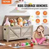 VEVOR Kids Toy Storage Bench Wooden Toy Box Chest 38.98 x 15.55 x 18.9 in Gray - Front View