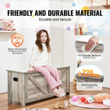 VEVOR Kids Toy Storage Bench Wooden Toy Box Chest 38.98 x 15.55 x 18.9 in Gray - 45-Degree Angle