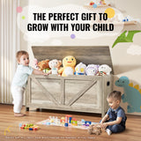 VEVOR Kids Toy Storage Bench Wooden Toy Box Chest 38.98 x 15.55 x 18.9 in Gray - Rear View