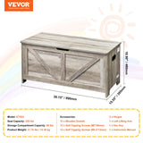 VEVOR Kids Toy Storage Bench Wooden Toy Box Chest 38.98 x 15.55 x 18.9 in Gray - Close-Up Angle