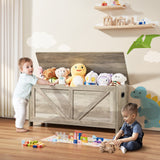VEVOR Kids Toy Storage Bench Wooden Toy Box Chest 38.98 x 15.55 x 18.9 in Gray - Low Angle