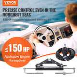 VEVOR Hydraulic Outboard Steering Kit, 150HP, Marine Boat Hydraulic Steering System, with Helm Pump Two-Way Lock Cylinder and 24 Feet Hydraulic Steering Hose, for Single Station Single-Engine Boats - Front View