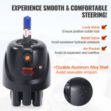 VEVOR Hydraulic Outboard Steering Kit, 150HP, Marine Boat Hydraulic Steering System, with Helm Pump Two-Way Lock Cylinder and 24 Feet Hydraulic Steering Hose, for Single Station Single-Engine Boats - Side View