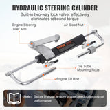 VEVOR Hydraulic Outboard Steering Kit, 90HP, Marine Boat Hydraulic Steering System, with Helm Pump Two-Way Lock Cylinder and 24 Feet Hydraulic Steering Hose, for Single Station Single-Engine Boats - 45-Degree Angle