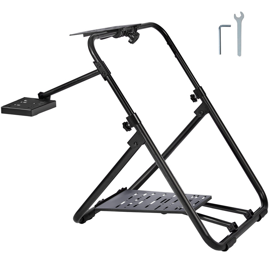 VEVOR Foldable Racing Steering Wheel Stand, Height Adjustable Universal Base Compatible with Logitech & Thrustmaster Racing Wheel and Pedal, Heavy-