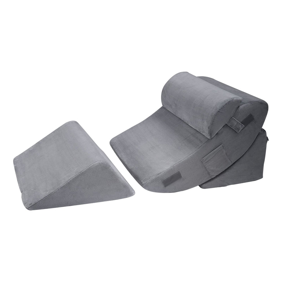 Wedge Pillow for Sleeping, 4 Pcs Adjustable Orthopedic Bed Wedge Set, Support Leg Neck Shoulder, Post Surgery Pillow for Back Pain, Acid Reflux, Snoring Relief, Sitting up in Bed, Dark Grey