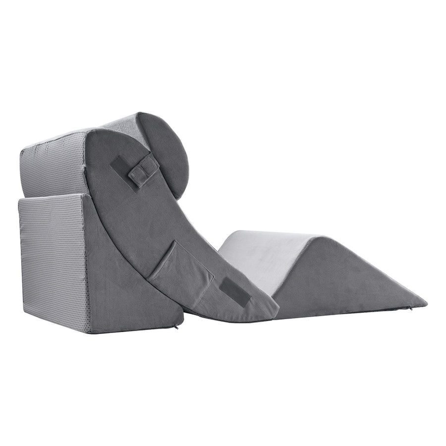 Wedge Pillow for Sleeping, 4 Pcs Adjustable Orthopedic Bed Wedge Set, Support Leg Neck Shoulder, Post Surgery Pillow for Back Pain, Acid Reflux, Snoring Relief, Sitting up in Bed, Dark Grey