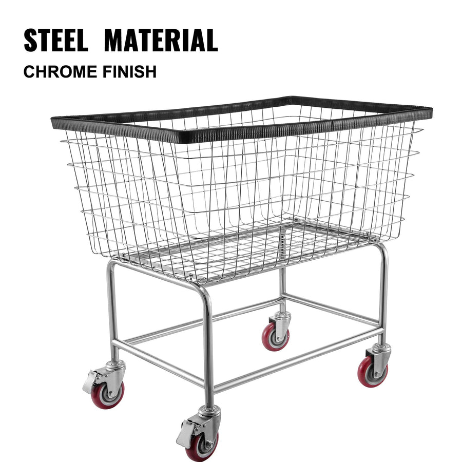 VEVOR Wire Laundry Cart Wire Laundry Basket 4.5 Bushel Heavy Duty w/ 5'' Wheels, image 3
