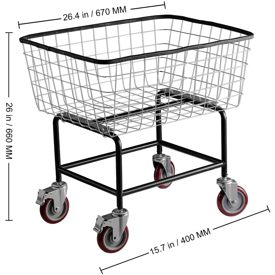 VEVOR Wire Laundry Cart Wire Laundry Basket 4.5 Bushel Heavy Duty w/ 5'' Wheels, image 7