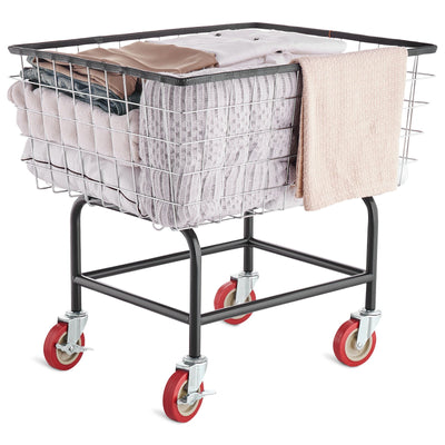 Wire Laundry Cart Wire Laundry Basket 2.8 Bushel Heavy Duty w/ 4'' Wheels