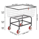 VEVOR Wire Laundry Cart Wire Laundry Basket 2.8 Bushel Heavy Duty w/ 4'' Wheels - Low Angle