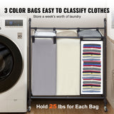 VEVOR 3-Section Laundry Basket, Heavy Duty Laundry Hamper Storage Organizer, Laundry Sorter Cart with Heavy Duty Lockable Wheels for Dirty Clothes in