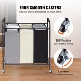 VEVOR 3-Section Laundry Basket, Heavy Duty Laundry Hamper Storage Organizer, Laundry Sorter Cart with Heavy Duty Lockable Wheels for Dirty Clothes in