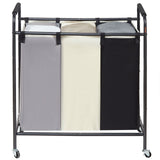 VEVOR 3-Section Laundry Basket, Heavy Duty Laundry Hamper Storage Organizer, Laundry Sorter Cart with Heavy Duty Lockable Wheels for Dirty Clothes in
