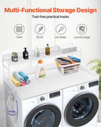 Washer Dryer Countertop with Shelf 54"x27" Wooden Washer Dryer Cover White