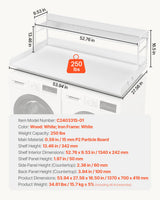 Washer Dryer Countertop with Shelf 54"x27" Wooden Washer Dryer Cover White