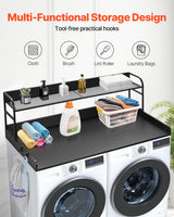 VEVOR Washer Dryer Countertop with Shelf 54"x27" Wooden Washer Dryer Cover Black