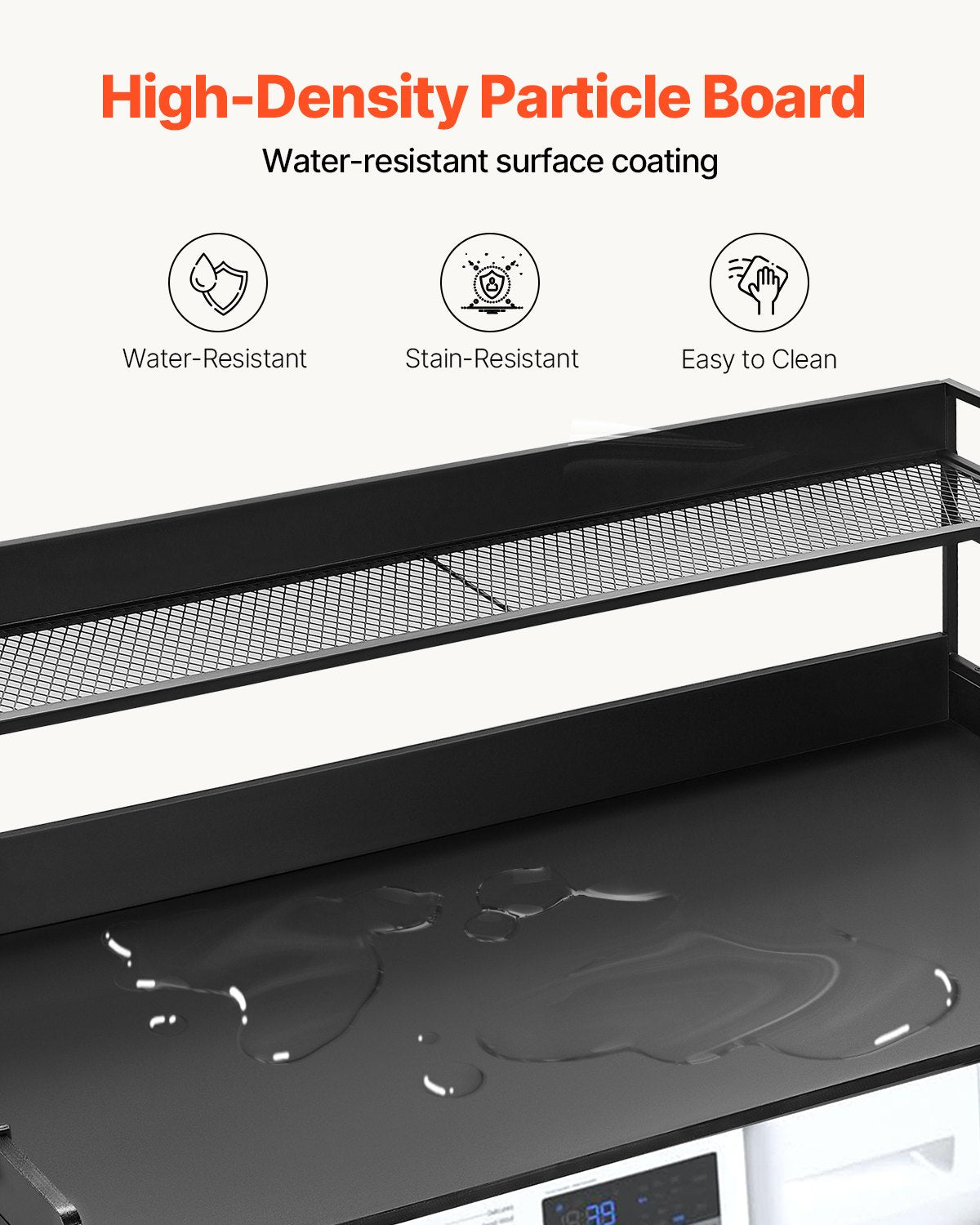 VEVOR Washer Dryer Countertop with Shelf 54"x27" Wooden Washer Dryer Cover Black