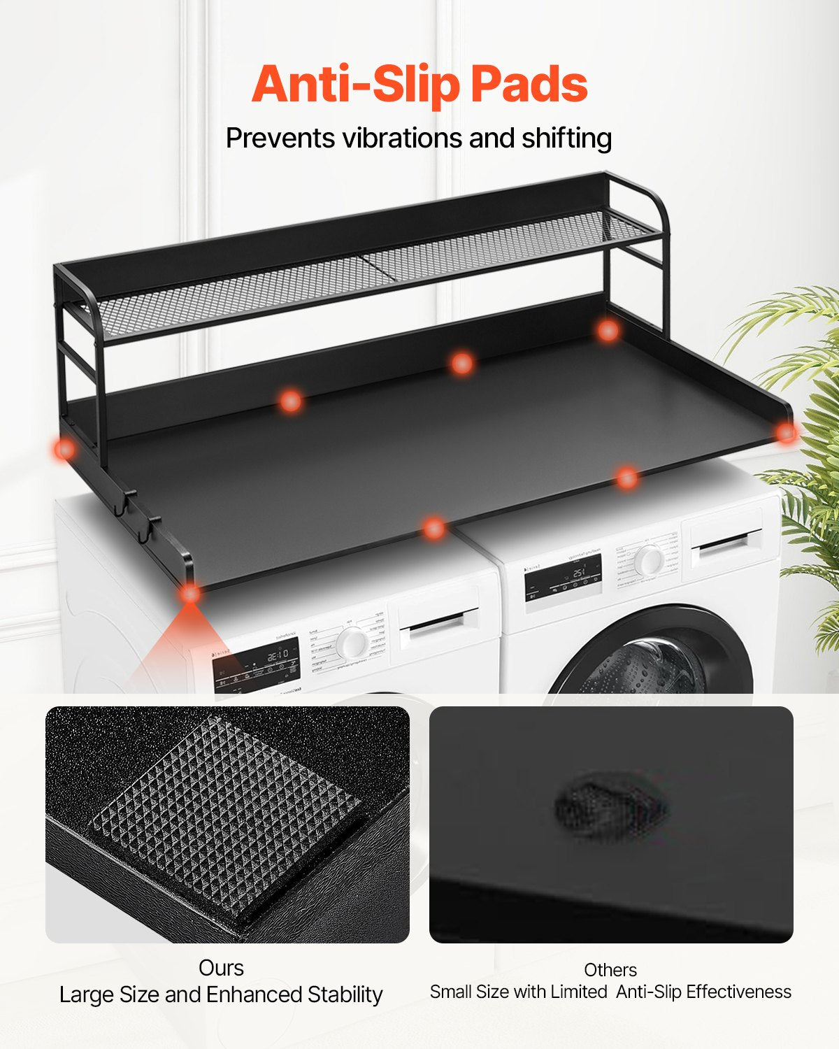 VEVOR Washer Dryer Countertop with Shelf 54"x27" Wooden Washer Dryer Cover Black