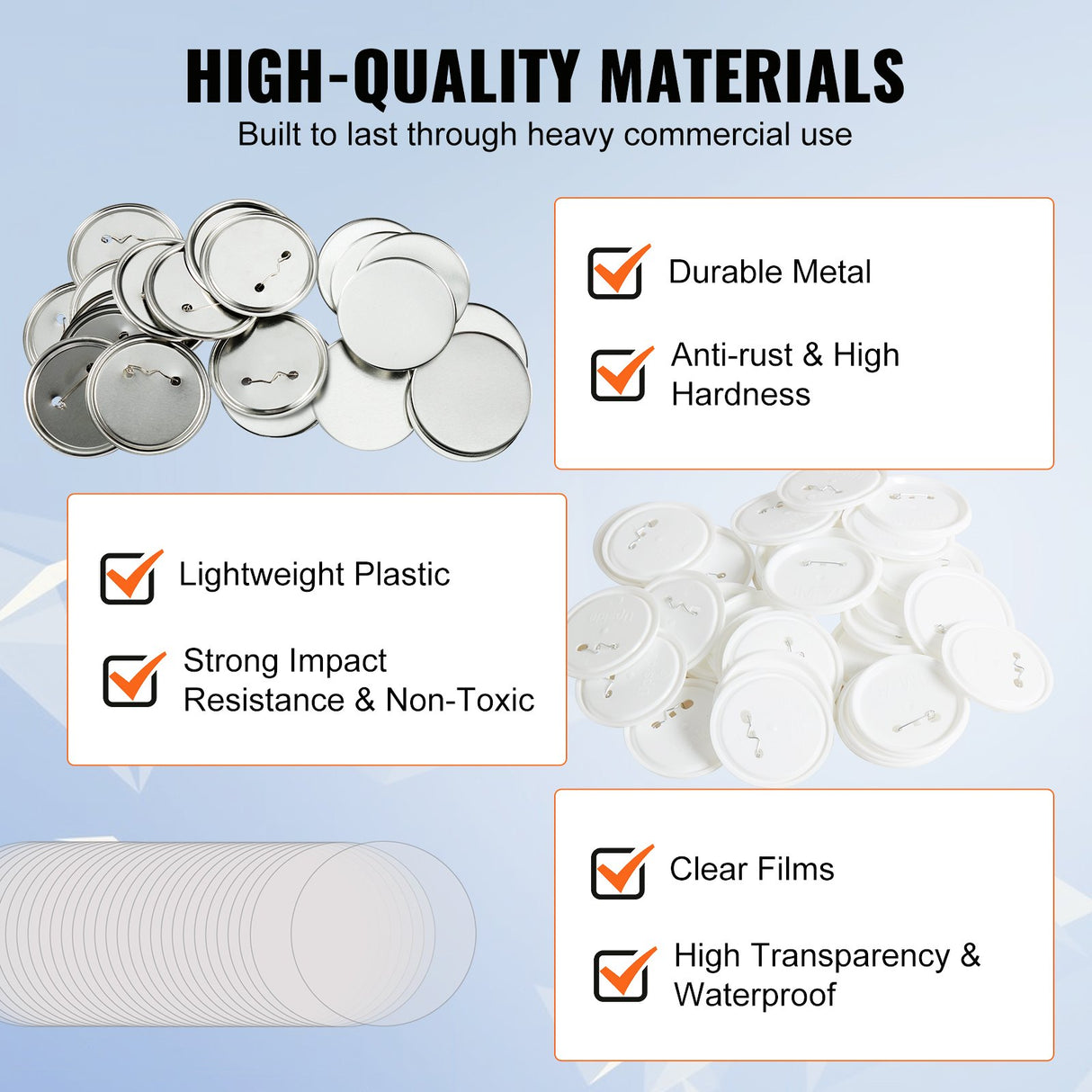VEVOR 3" 75mm Button Badge Parts Supplies for Button Maker Machine 200 Sets