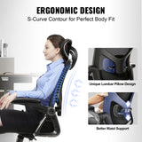 VEVOR Office Chair with Adjustable Lumbar Support High Back Ergonomic Desk Chair with Adjustable Headrest 2D Armrest Ergonomic Office Chair Backrest Computer Chair for Home Office - Side View