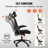 VEVOR Office Chair with Adjustable Lumbar Support High Back Ergonomic Desk Chair with Adjustable Headrest 2D Armrest Ergonomic Office Chair Backrest Computer Chair for Home Office - Top-Down View