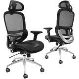 VEVOR Mesh Office Chair, Adjustable High Back Desk Chair with Mesh Seat, Angle and Height Adjustable Home Office Chair with Lumbar and Head Support,