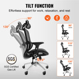 VEVOR Mesh Office Chair Adjustable High Back Desk Chair with Mesh Seat Angle and Height Adjustable Home Office Chair with Lumbar and Head Support Swivel Computer Task Chair - Top-Down View