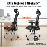 VEVOR Mesh Office Chair Adjustable High Back Desk Chair with Mesh Seat Angle and Height Adjustable Home Office Chair with Lumbar and Head Support Swivel Computer Task Chair - Rear View
